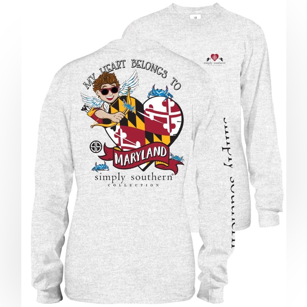 simply southern ‘my heart belongs to maryland’ long sleeve shirt